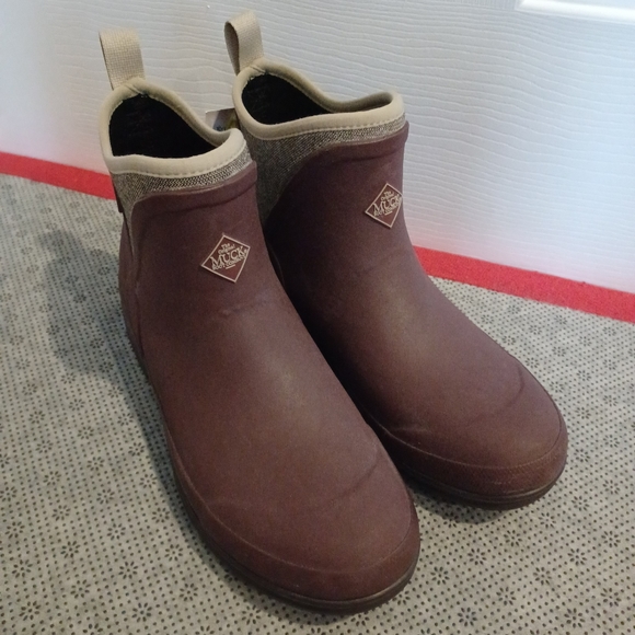 Muck Boots Ankle Boots Size 10 Rum Raisin/Tweed Herringbone bioDEWIX Dry New - Picture 5 of 17